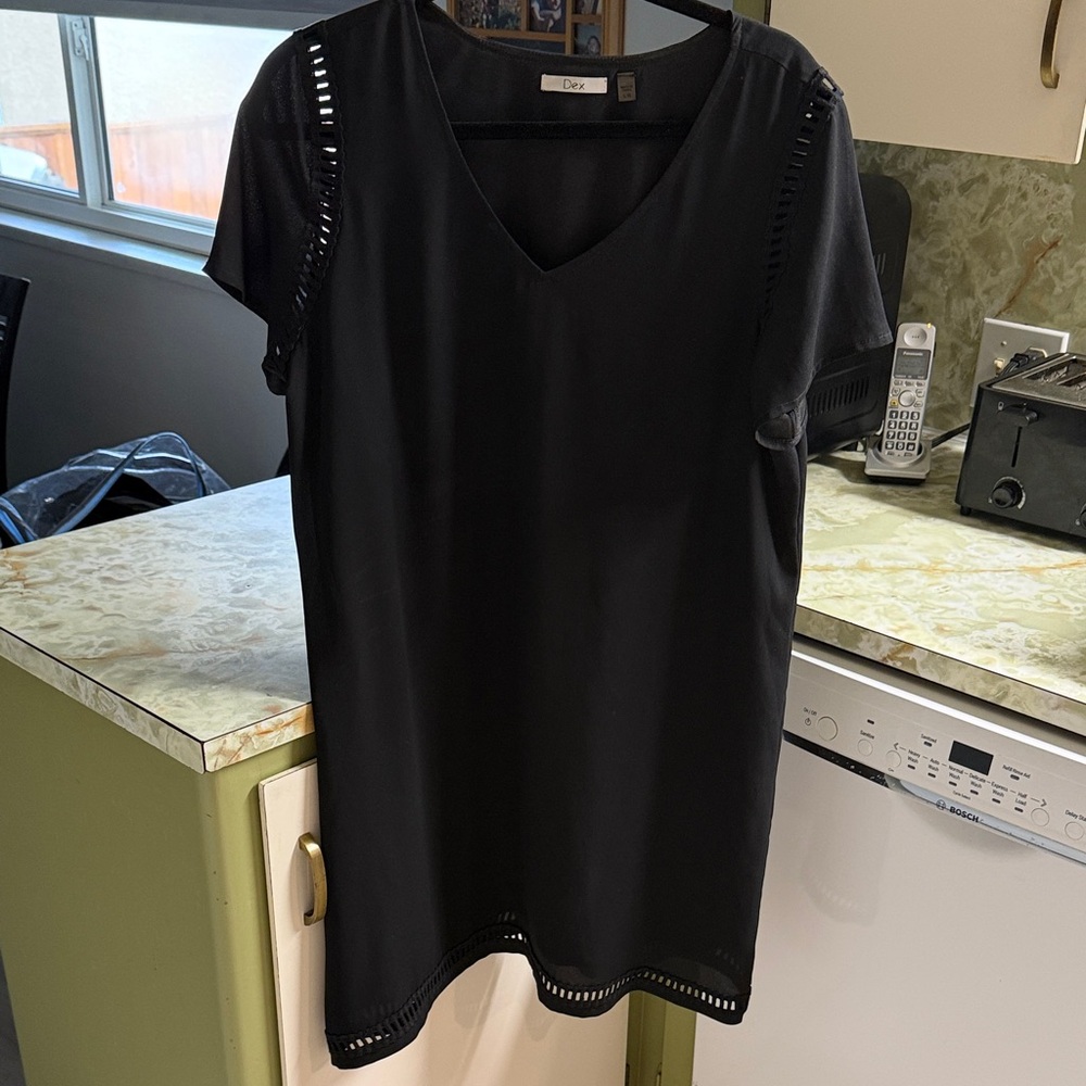 Dex Black Dress with Label Detail